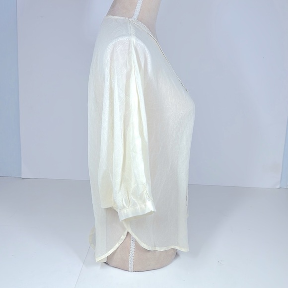 NWOT V-neck Beige Sheer Blouse - Picture 5 of 8